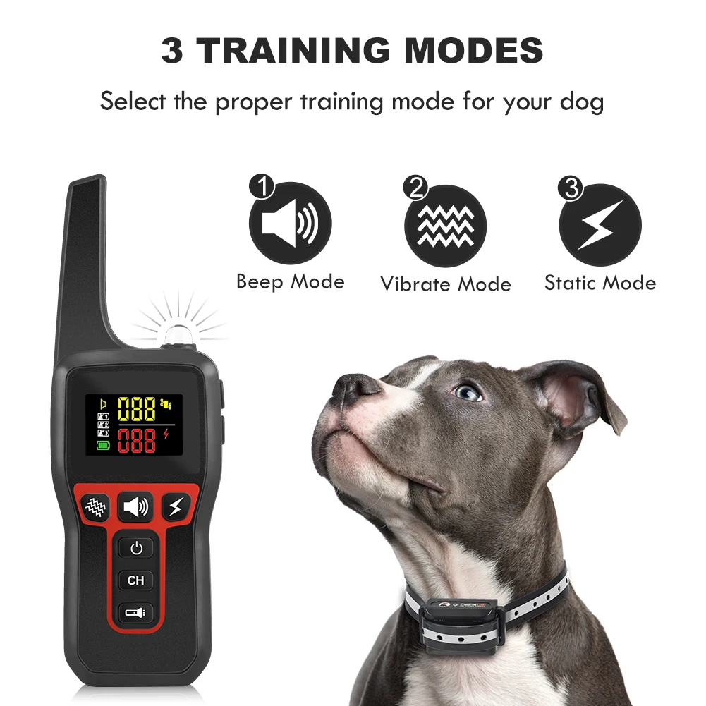 Dog Training Collar with Remote Waterproof& Rechargeable Bark Collar for Dogs Rechargeable Anti Barking