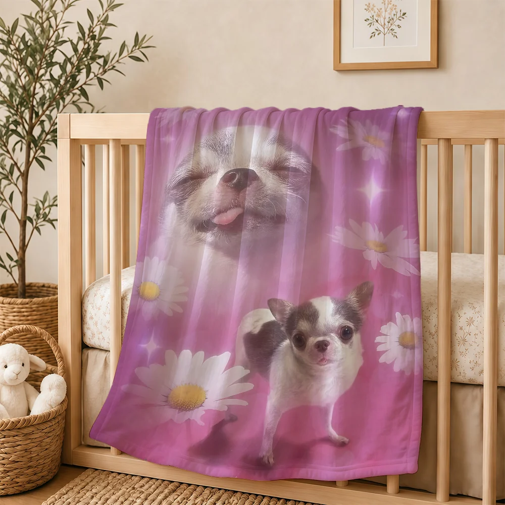 Cute Dog Puppy Smile Blanket For Plush Throw Soft Warm Knee For Bedroom Living Room Bed Sofa Camping Picnic Office Gift