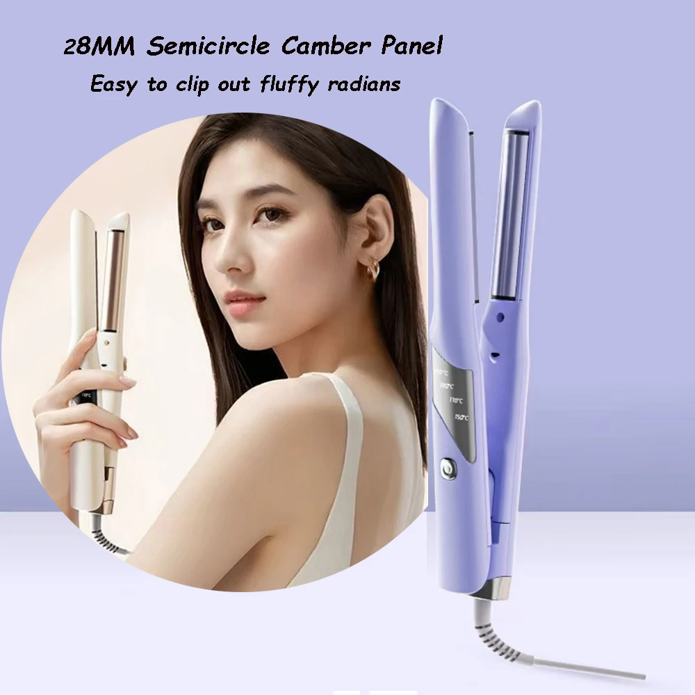 

Электрическая плойка-выпрямитель для волос с изогнутой насадкой для прикорневого объема и создания пышных локонов