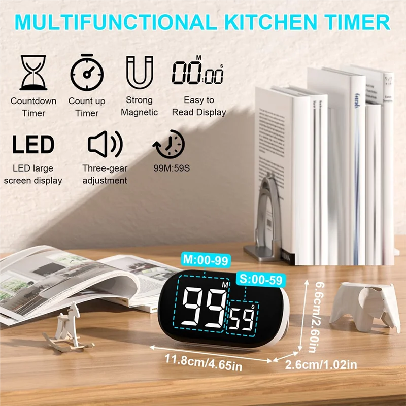 B69C Digital Kitchen Timer Digital Timer Egg Timer Stopwatch, Alarm Clock,For Learning, Cooking, Sports