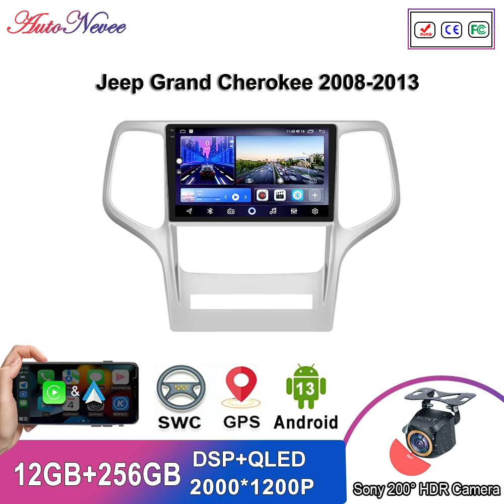 

Автомобильный DVD-плеер на Android для Jeep Grand Cherokee 2008-2013, мультимедийный плеер, стерео головное устройство, GPS-навигация, № 2DIN, DVD, автомобильное радио, 5G HD