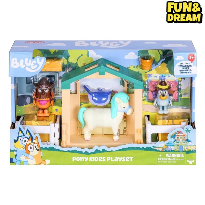 Bluey Play House Toy Pony Equestrian Set Includes Two Dolls Birthday Gifts Kids Play Home Toys For Playing With Stables