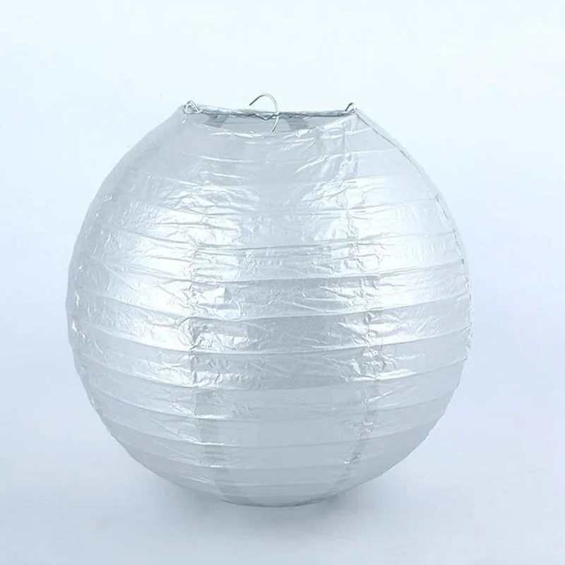 4inch-16inch Gold Silver White Wedding Paper Lantern Round Lamp Wedding Decor Glim Festival Birthday Party Home Decoration