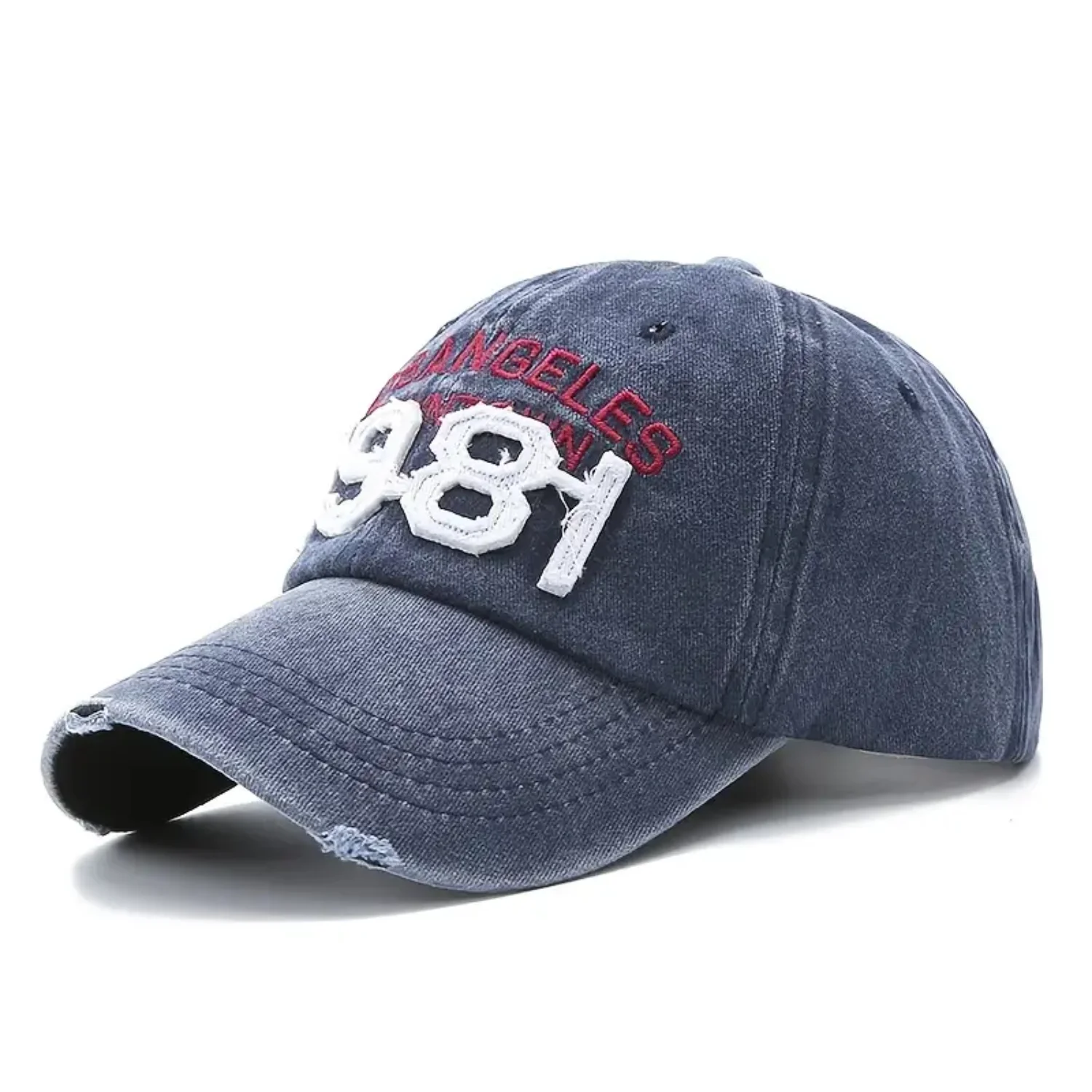 1981 Embroidery Washed Baseball Cap Distressed Denim Women's Sun Hat Casual Sports Cap