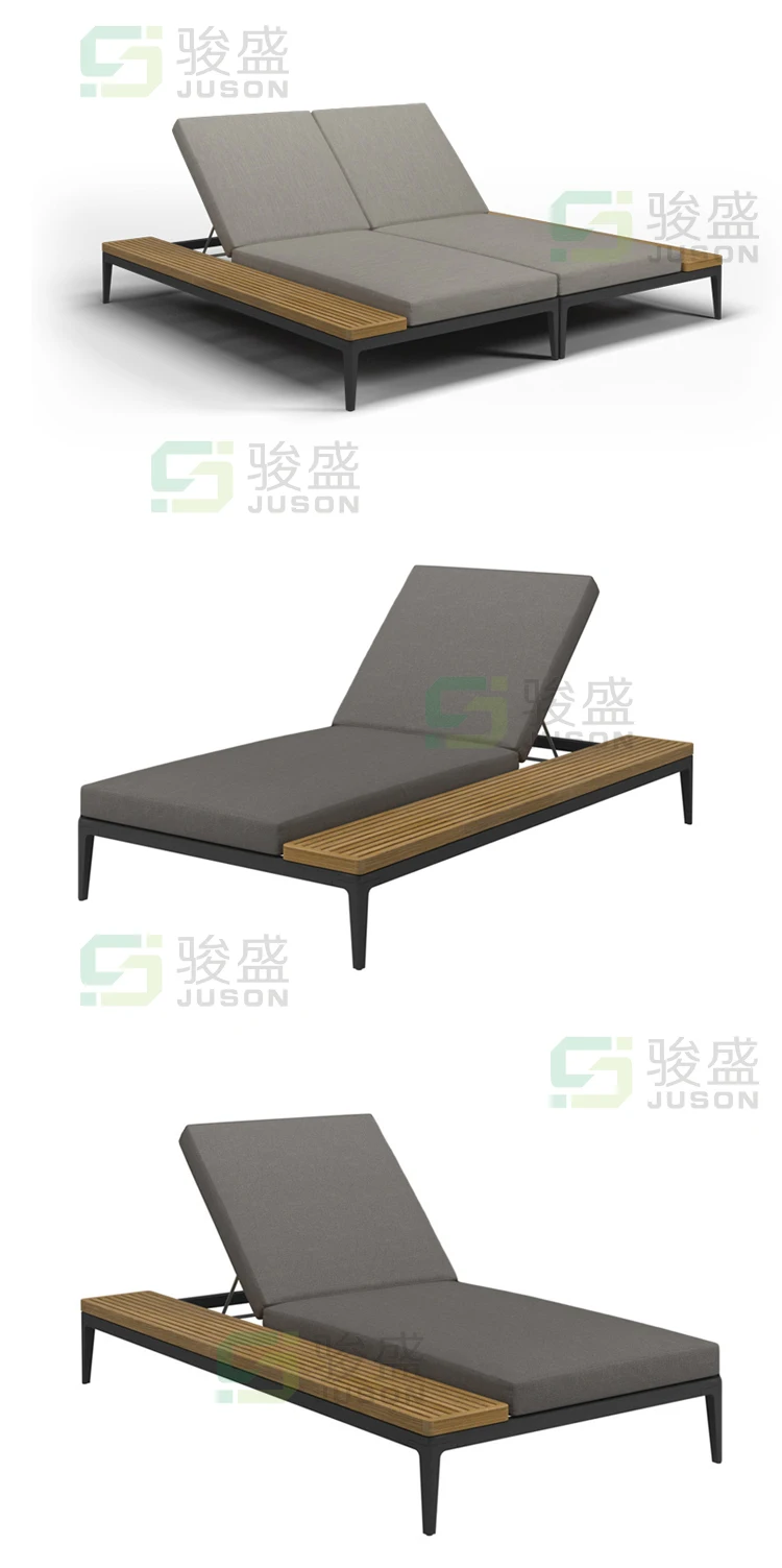 High Quality Modern Outdoor Garden Chaise Lounger Furniture Patio Sun Lounge Sofa Wood Sunbed Beach Chair