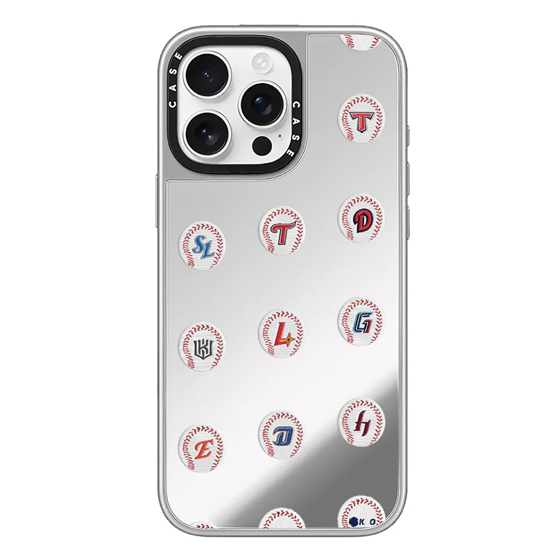 حافظة هاتف بإطار فضي لفريق البيسبول على الطراز الكوري مع MagSafe لهاتف iPhone 17 16 14 13 15 Pro Max Plus Air Fashion