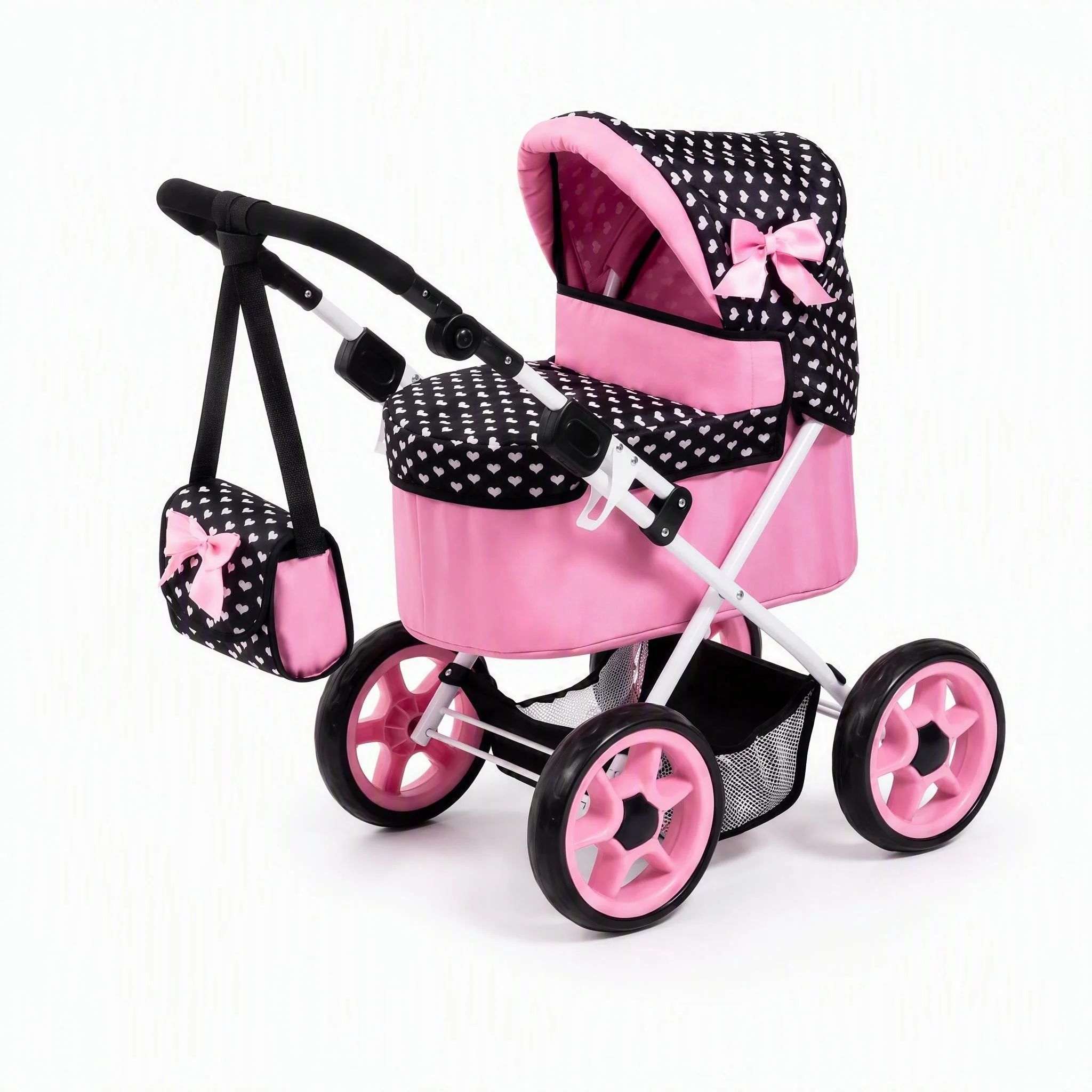 NPK New Reborn Doll 2.6KG Stroller Pram for Doll Size 14 to 24inch with Removable Cradle Basket Suitable for Children 3-12 years