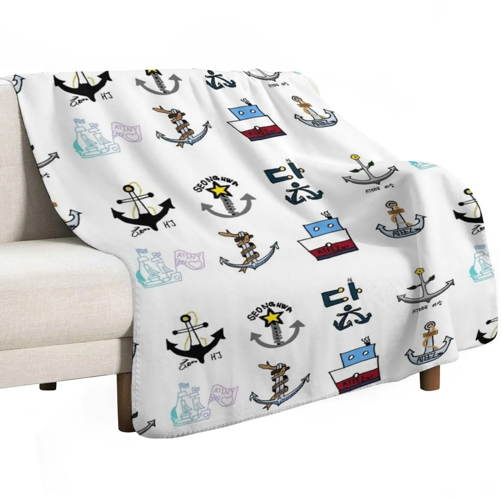 ATEEZ ATINY Drawings Throw Blanket Elegant Warm Throw Blanket for Hotel Home