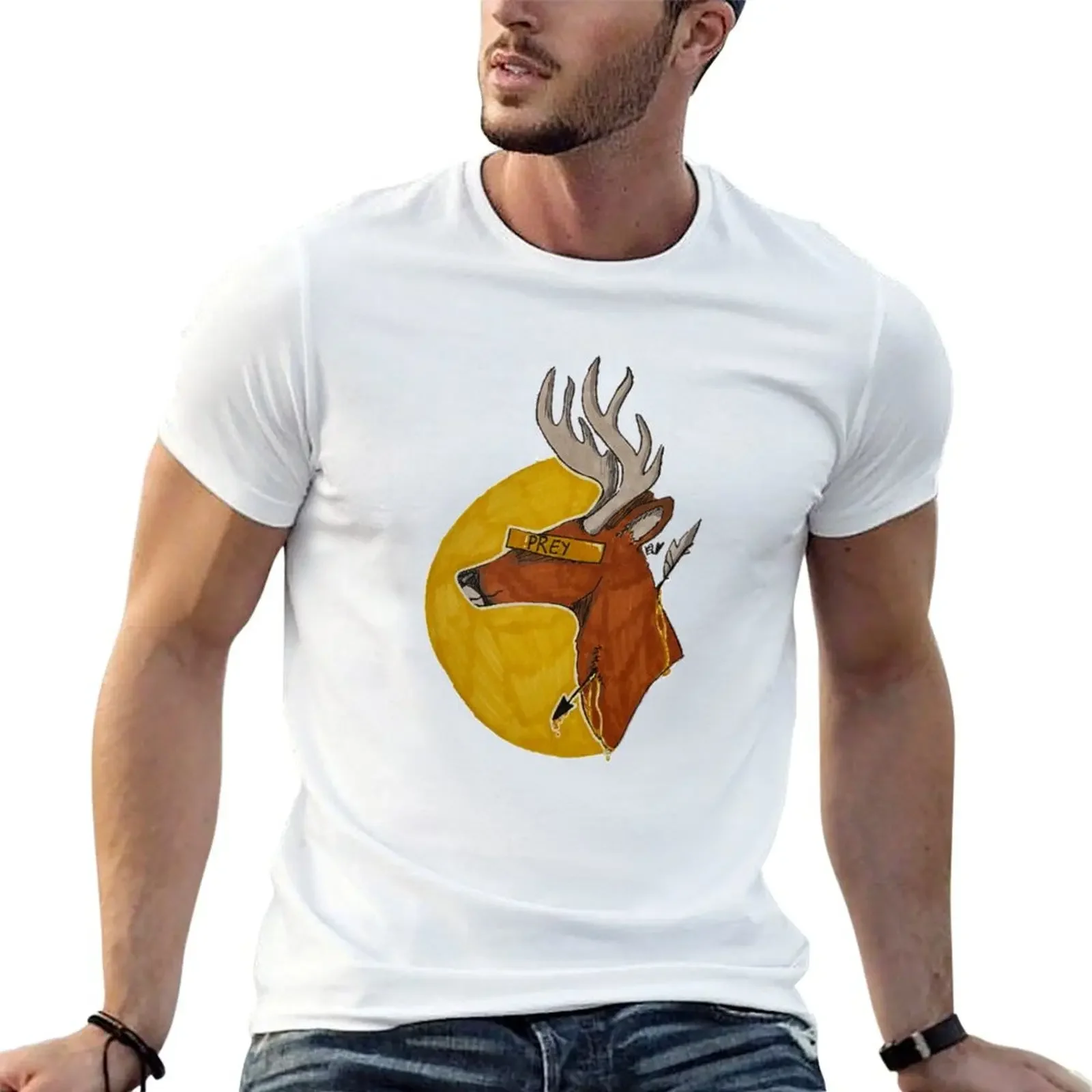 Fine line between hunter and hunted T-Shirt blanks oversized t shirt men clothings