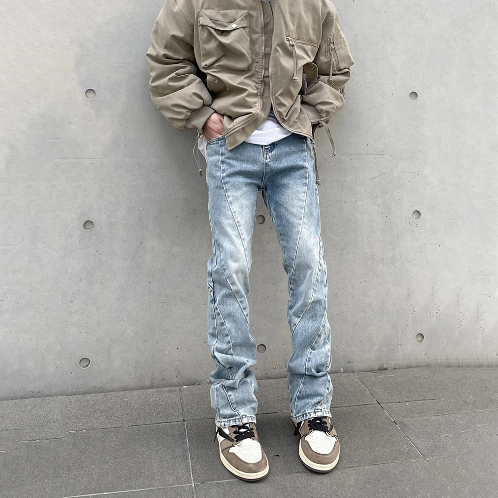 Skinny Jeans Men Streetwear Autumn Blue Slim Trousers Y2k Slim High Street Fashion Casual Fit Original Winter New Denim Pants