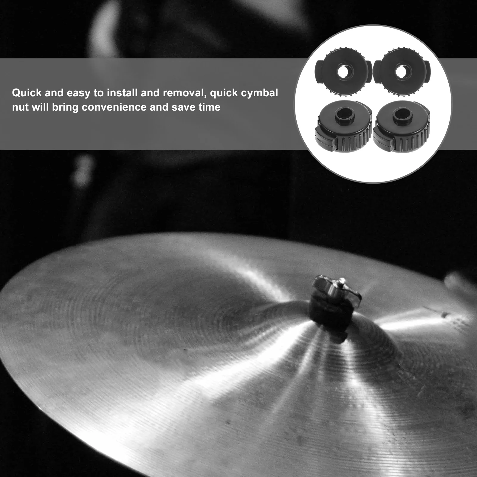 

4 Pcs Cymbal Quick Release Nuts Durable Plastic Drum Kit Replacement Parts Compact Light Design Easy Install Removal