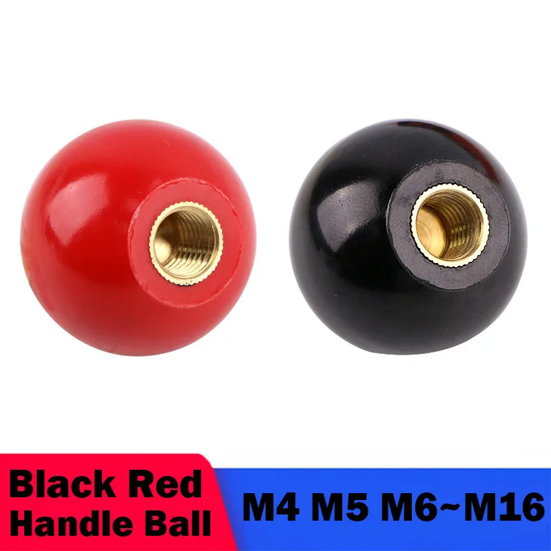 2Pcs M4 M5 M6 M8 M10 M12 M16  Ball Handle Knobs Bakelite Plastic Thread Black Red Round Ball Handle Ball Knobs Bakelite