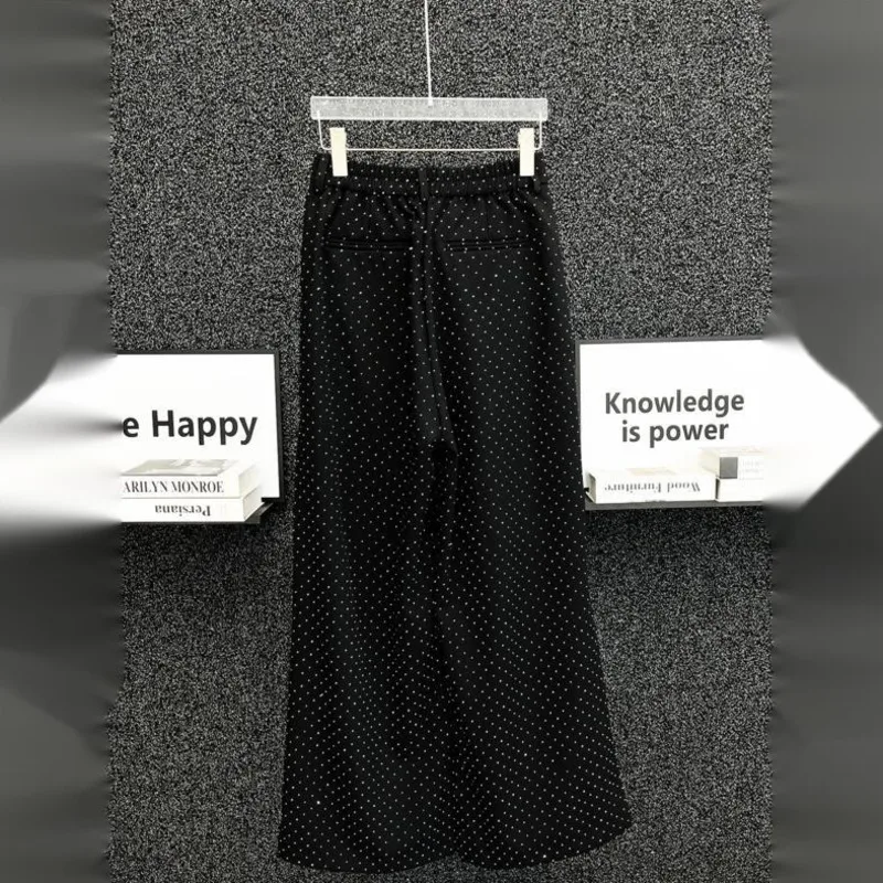 WVGA Spring Autumn New Man Tide Elegant Shiny Hot Diamond Trendy Wide-leg Pants Niche Chic Loose Casual Draped Pin Detail W22328