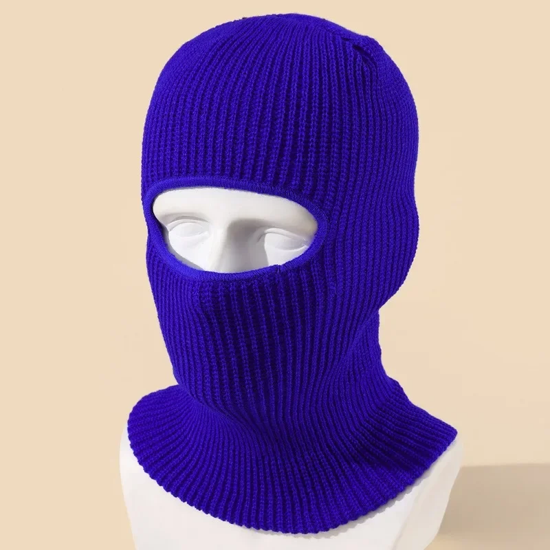 Vintage Unisex Single Hole Balaclava Beanie Autumn Winter Outdoor Solid Color Men Women Ride Ski Mask  Caps Candy Colors Warm