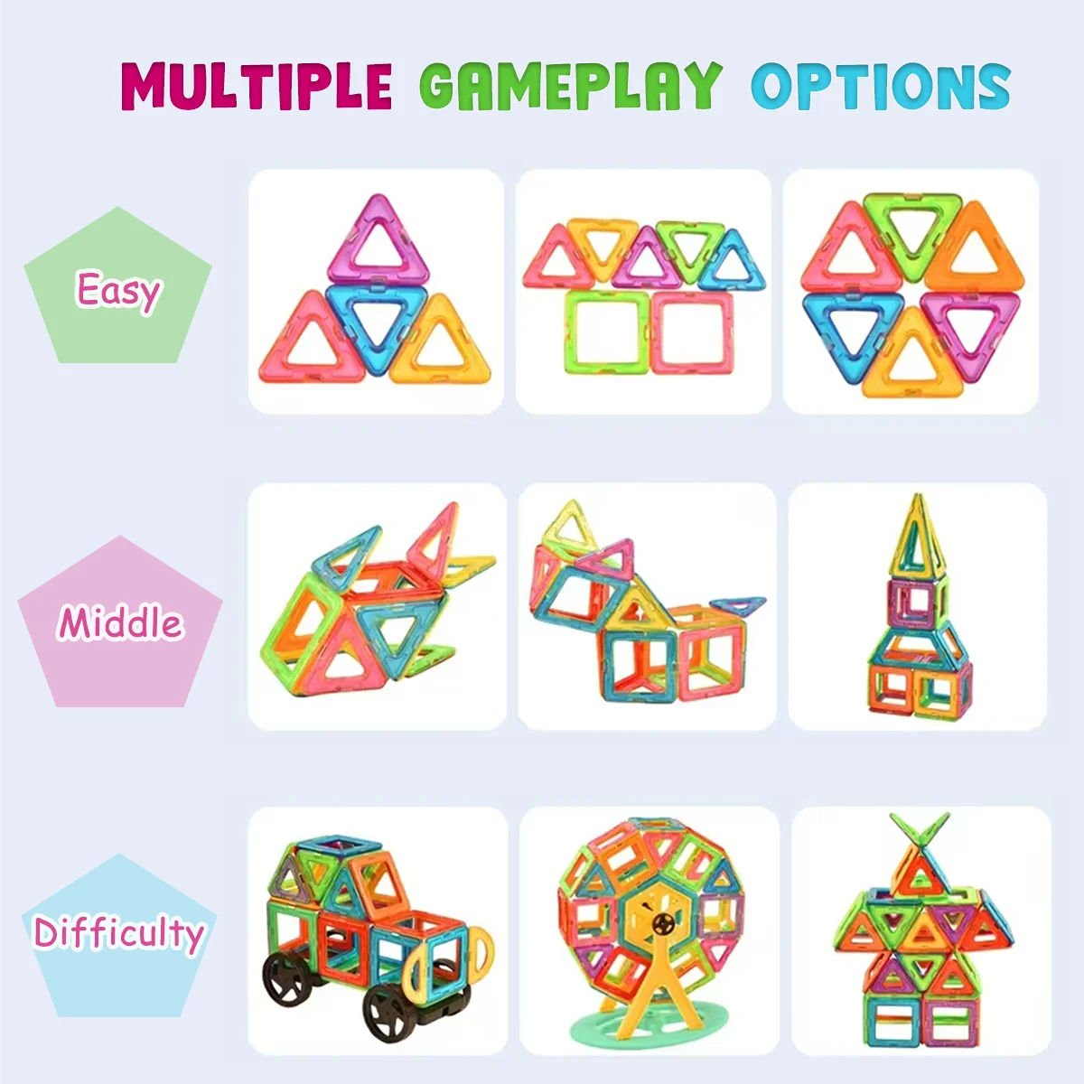 Magnetic Building Blocks Toys, DIY Medium Size STEM Toys Construction Toys, Suitable for Children's Holiday Birthday Gifts view 2