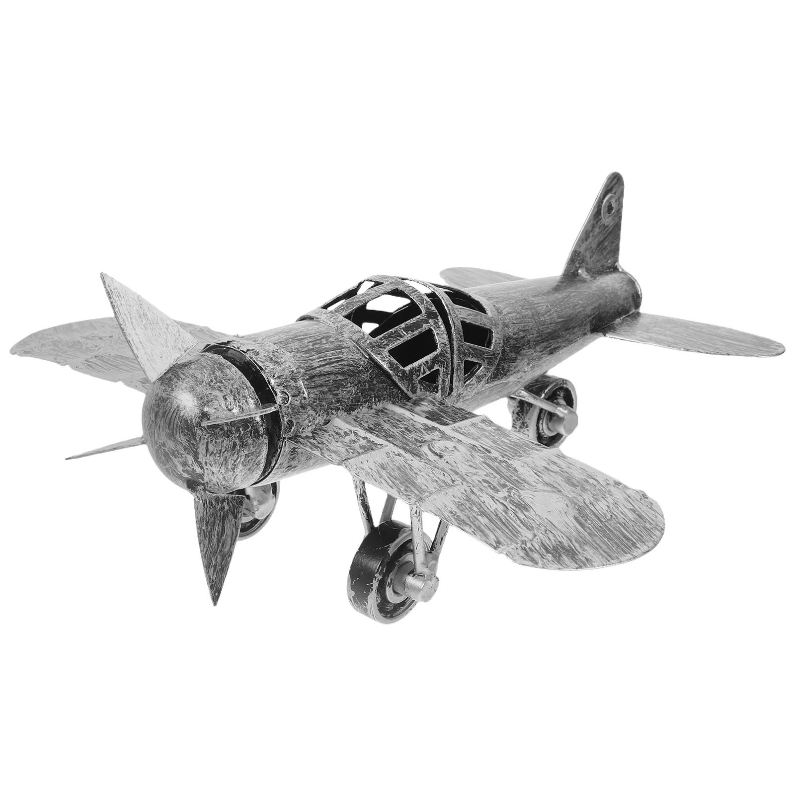 

Fighter Jet Model Metal Hanging Painting Retro Plane Figurine Desktop Iron Airplane Wrought