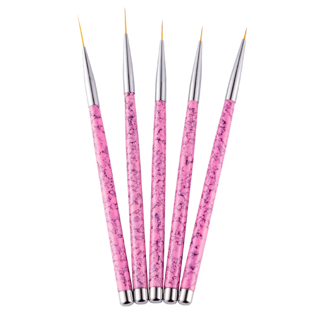 5개 네일 아트 브러쉬 펜 세트, 미세한 나일론 브리슬 드로잉 라이너, 정밀한 매니큐어 도구, 창의적인 네일 디자인