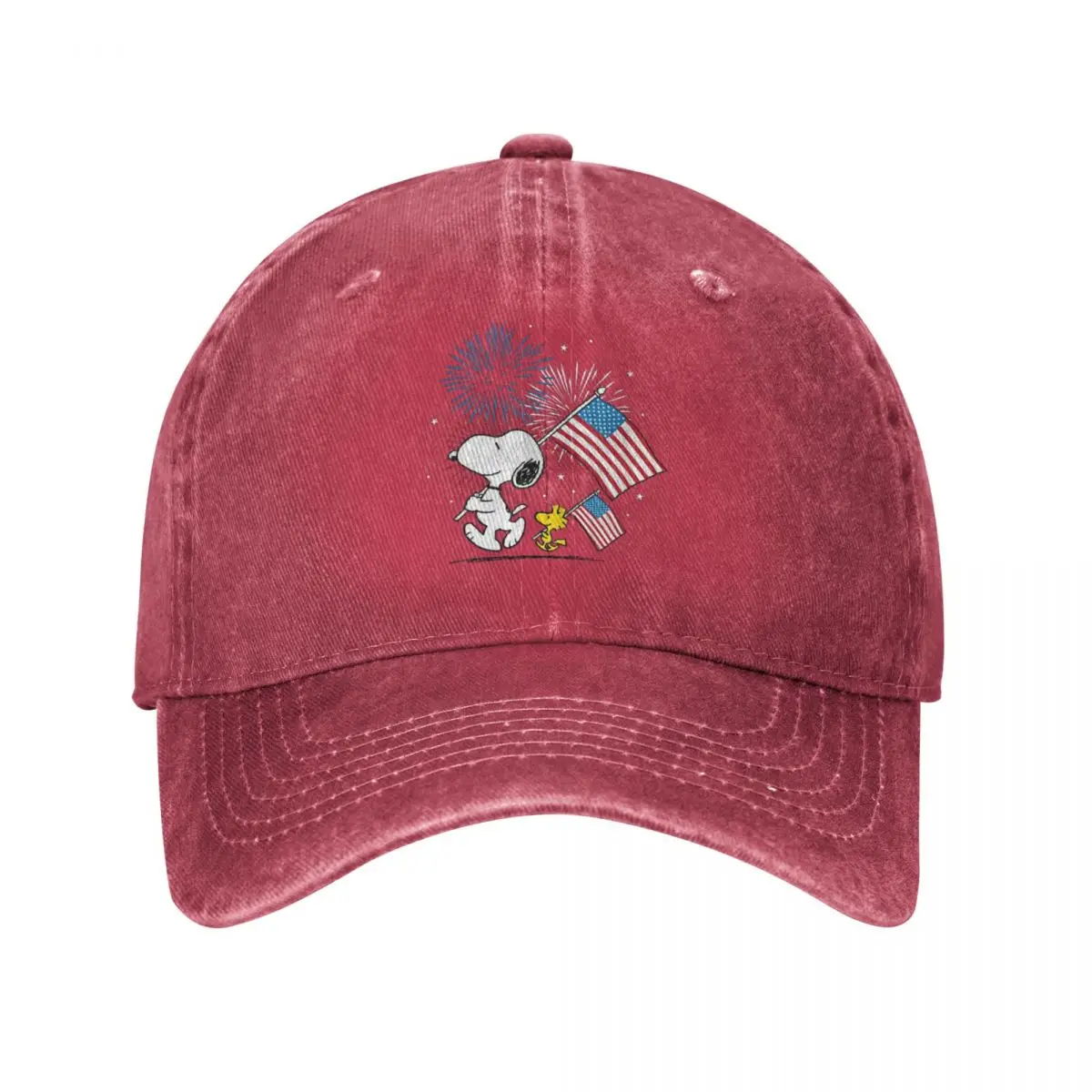 Pinda 'S Snoopy & Woodstock Vuurwerk Honkbalpetten Retro Distressed Denim Snapback Cap Activiteiten Ongestructureerde Zachte Hoeden Pet