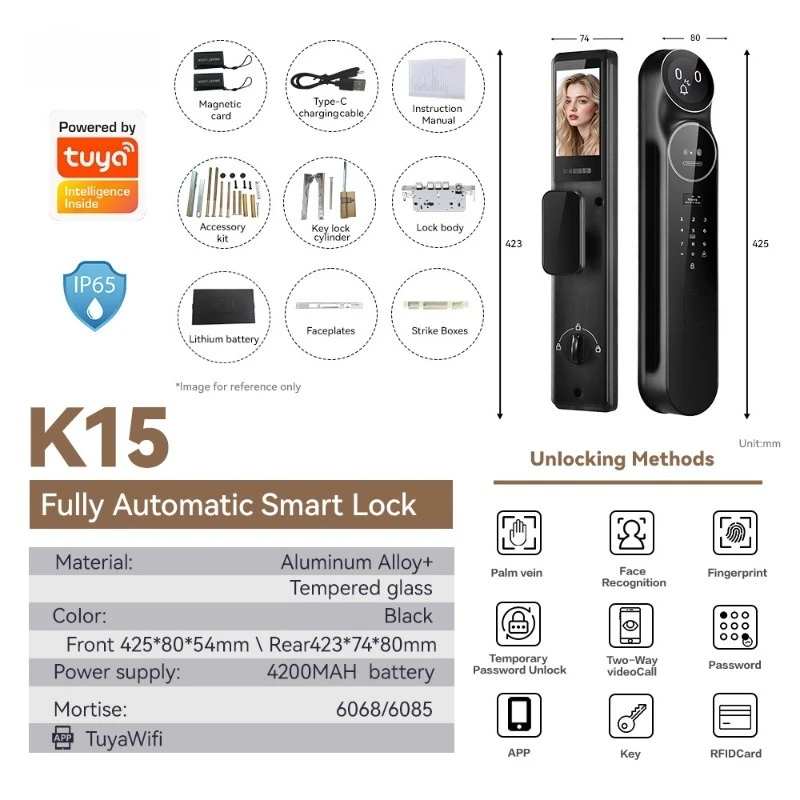 Intelligent lock face intercom graffiti AI interactive voice input automatic fingerprint lock 20 languages