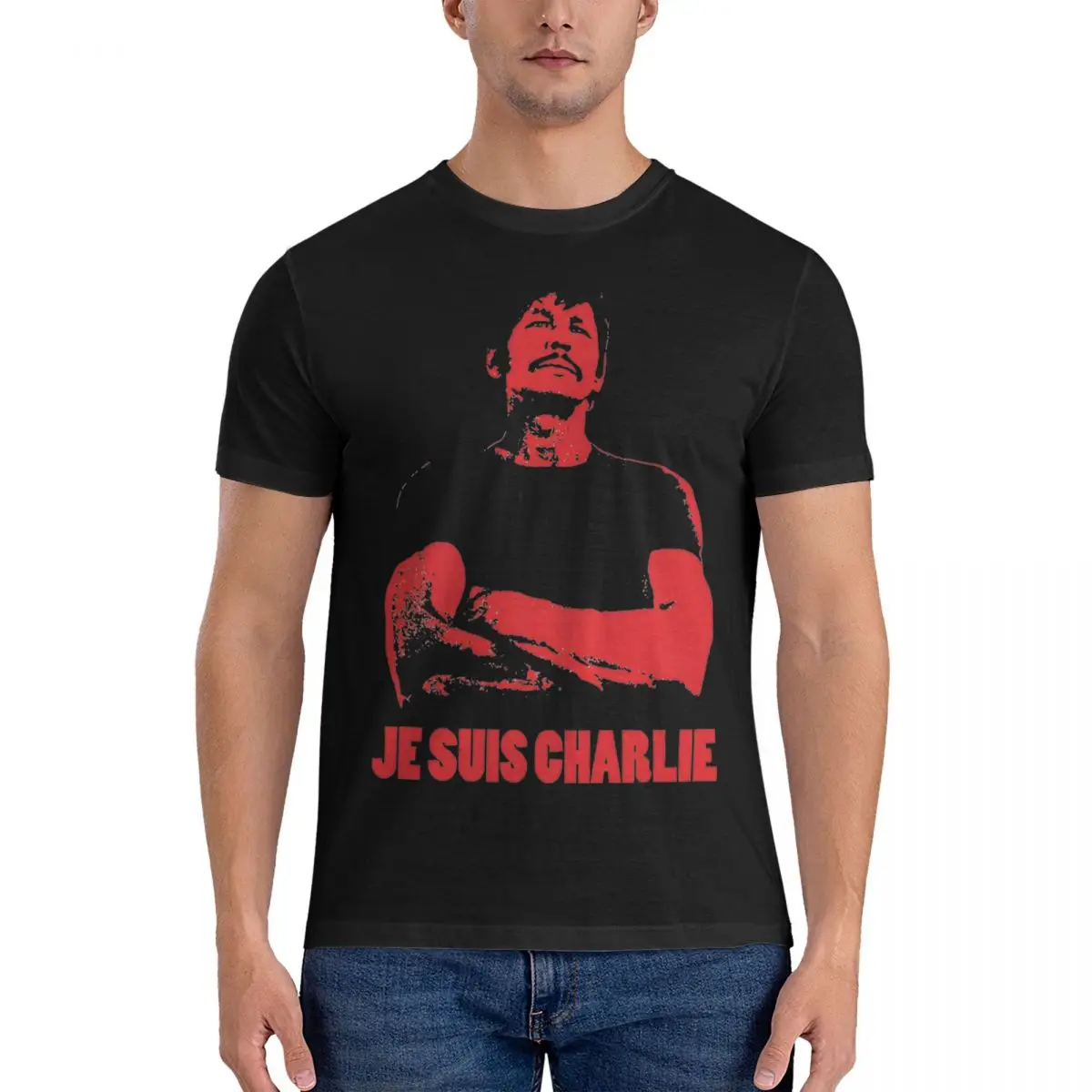 Men Women Charles Bronson - Je Suis Charlie Halloween T-Shirt For Men Women Cotton Tops Printed Round Neck Short Sleeve