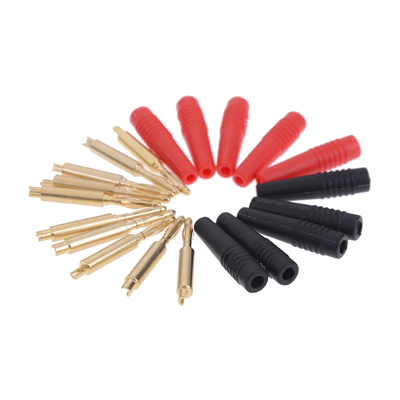 10pcs/lot 2mm Gold Plated Wilding Banana Plug Audio Speaker Amplifier Cable Wire Power Screw Jack Connector Adapter Random Color