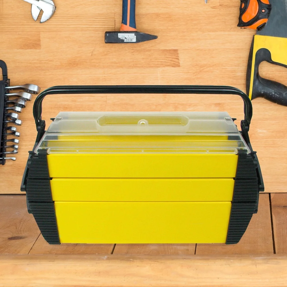 Portable 3-Tier Tool Box with 5 Compartments Durable Plastic Organizer Tools Fishing Tackle Crafts and Hardware Storage