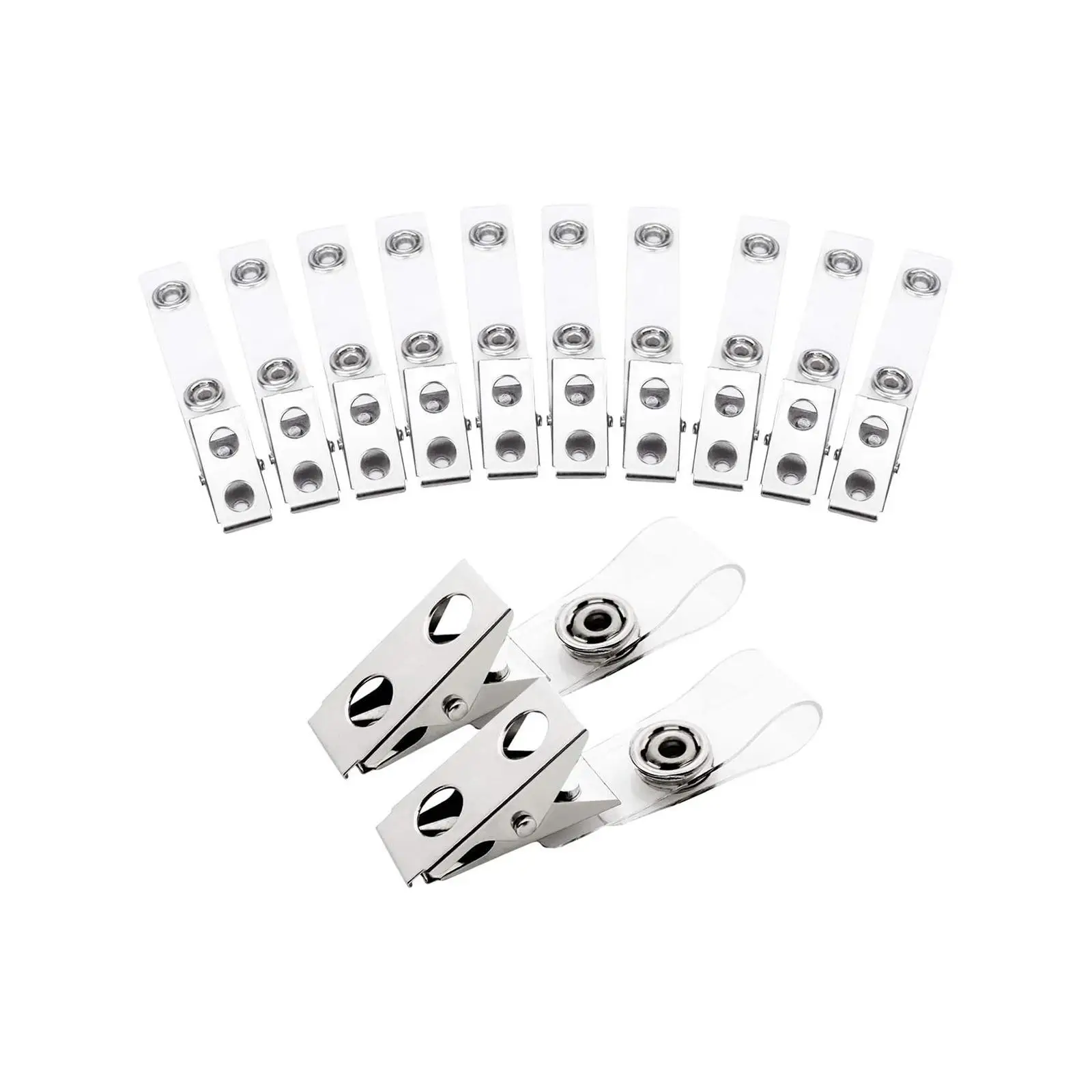 Imagem -04 - Clear Metal id Clips Factory Label Clip Titular do Cartão de Identificação Metal Badge Clip para Emblemas de Trabalho 100 Pcs