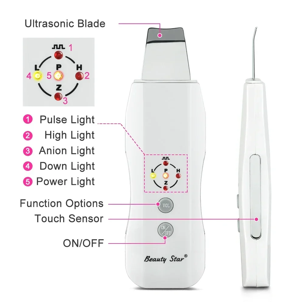เครื่องขัดผิวหนังลึกอัลตราโซนิกเครื่องมือความงามสำหรับทำความสะอาดรูขุมขนอย่างล้ำลึกกำจัดสิวหัวดำเครื่องมือปอกผิวหน้า