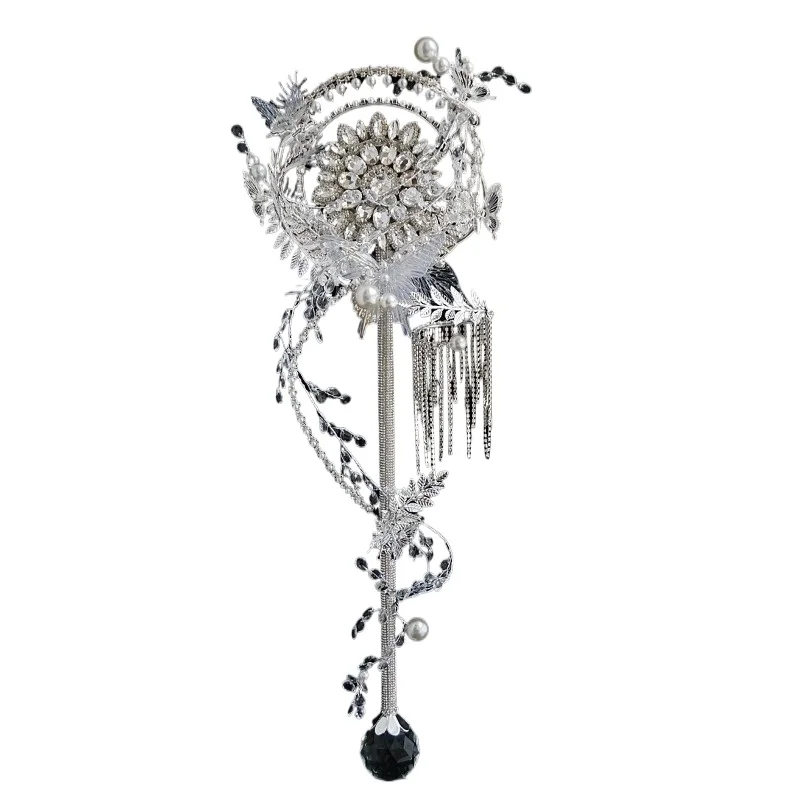 Silver handmade bouquet full of diamond scepter bridal gift double-sided scepter bouquet