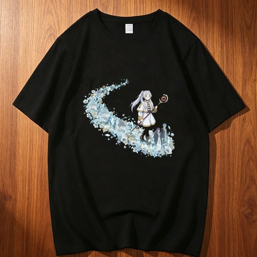 Frieren cotton t shirt men Punk Breathable harajuku  hip hop Comfortable tshirt Vintage Retro anime Comfortable streetwear 2000s