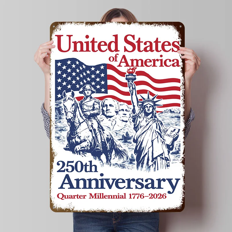 USA 250. Jubiläum Metallposter – Personalisierte Wandkunst, Retro-Vintage-Metallschilder für den Mannshöhle, individuelle Schilder zur Raumdekoration