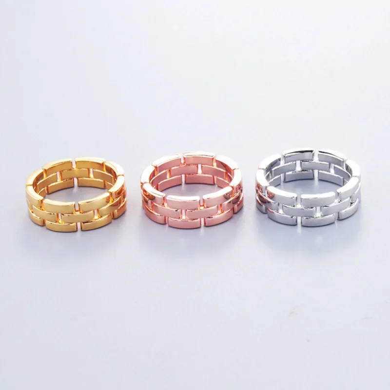 Light Luxury Style Minimalist Splicing Chain Men and Women Couples Pair Ring Hollow Ring Finger Ring Luxury Accessories