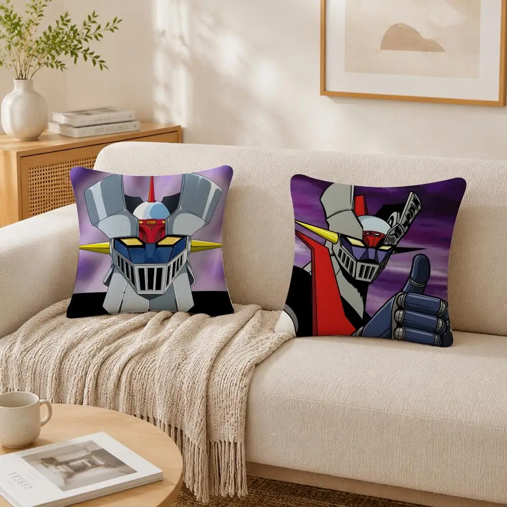 Japanese Anime M-mazinger Z Cushion Cover Plush Decorative Pillow Case With Hidden Zipper Cutecore Room Decor For Home