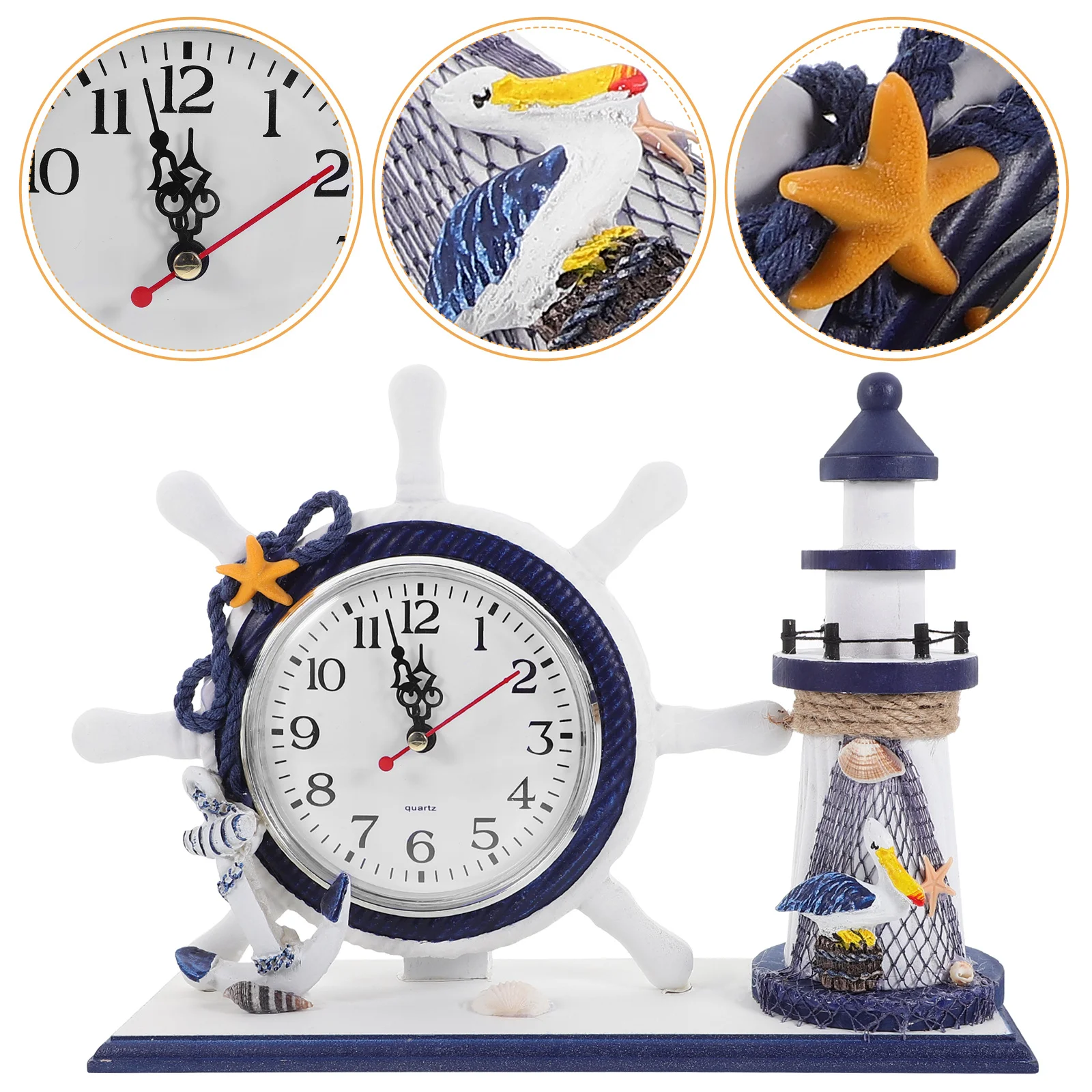 

Mediterranean Clock Home Decor Lighthouse Ornaments Decorative Oceans Wall Bamboo