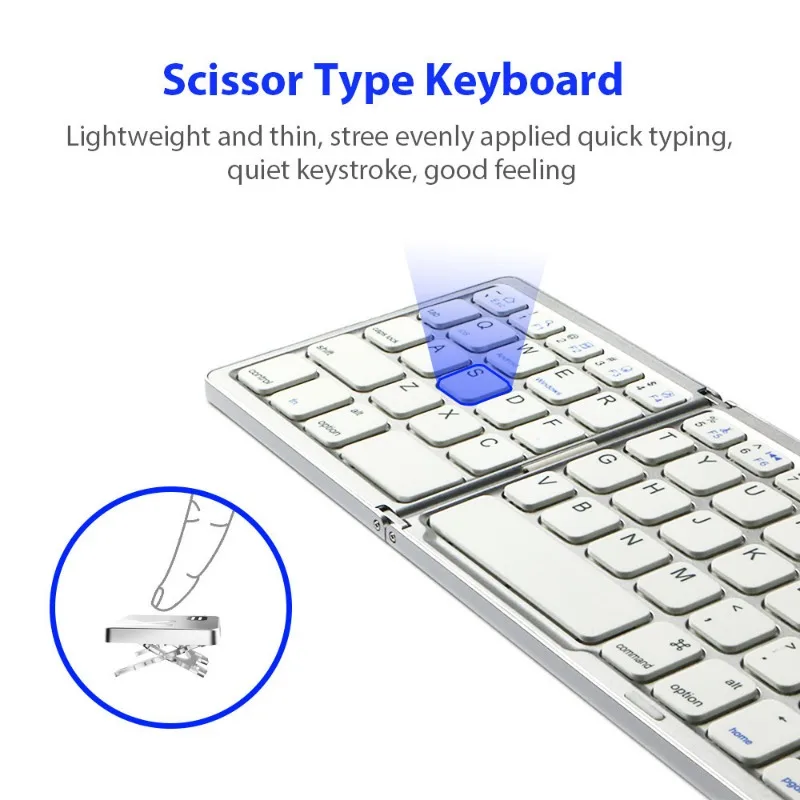 

B033 Mini Wireless Keyboard Bluetooth Touchpad Portable Magnetic Triple Folding Keyboard for Windows Android IOS IPad Phone