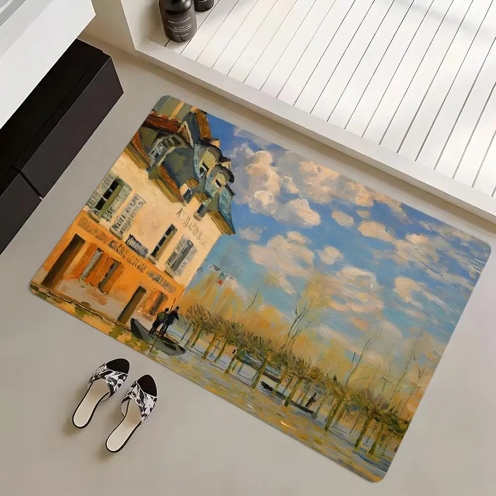 Alfombra de baño de diatomita, de secado rápido, absorbente, para múltiples escenarios, diseño Art Alfred Sisley