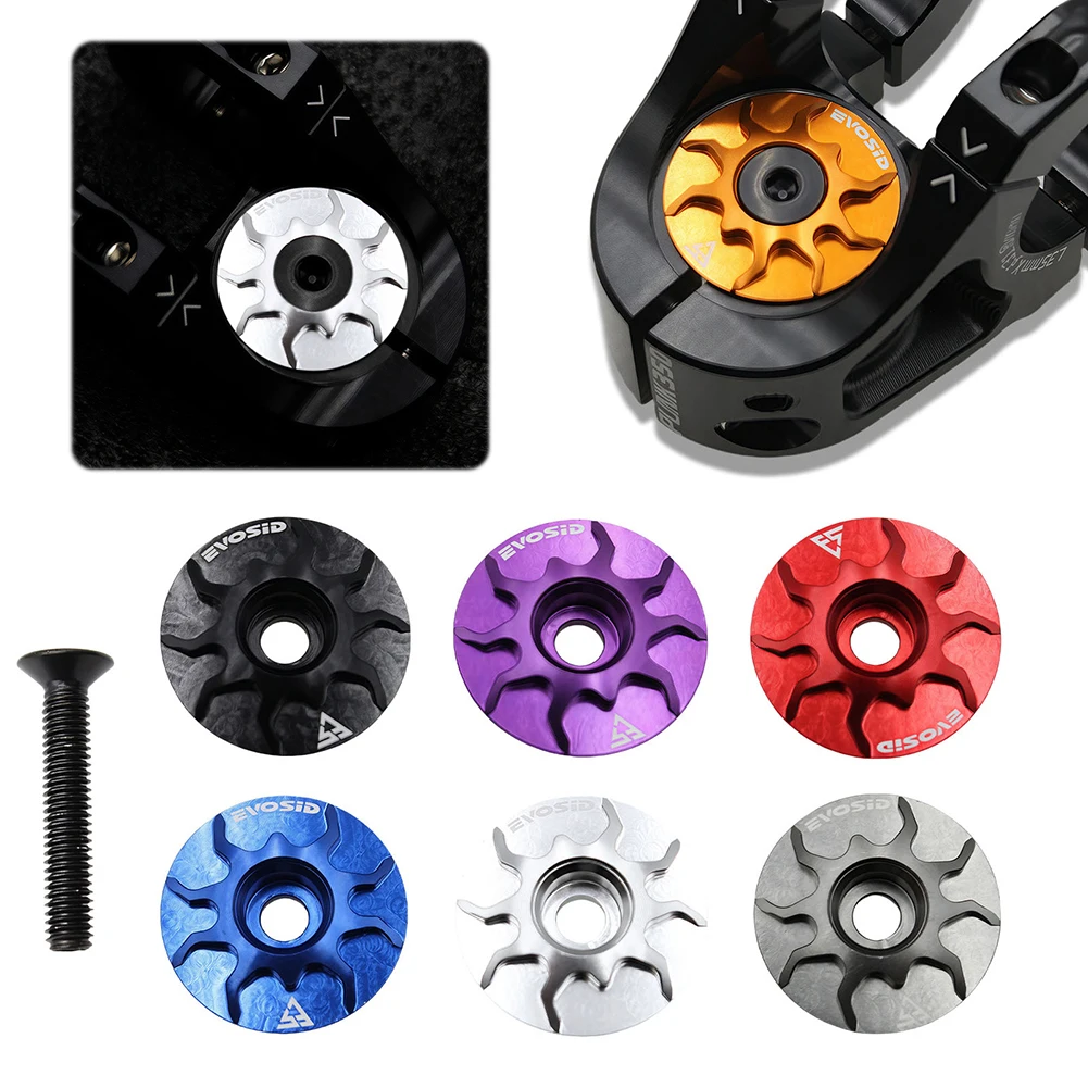 

1-5pcs 28.6mm Bicycle Headset Top Cap CNC Aluminium Alloy MTB Road Bike Stem Cover Multicolor with Screw Fork Head Tube Cover