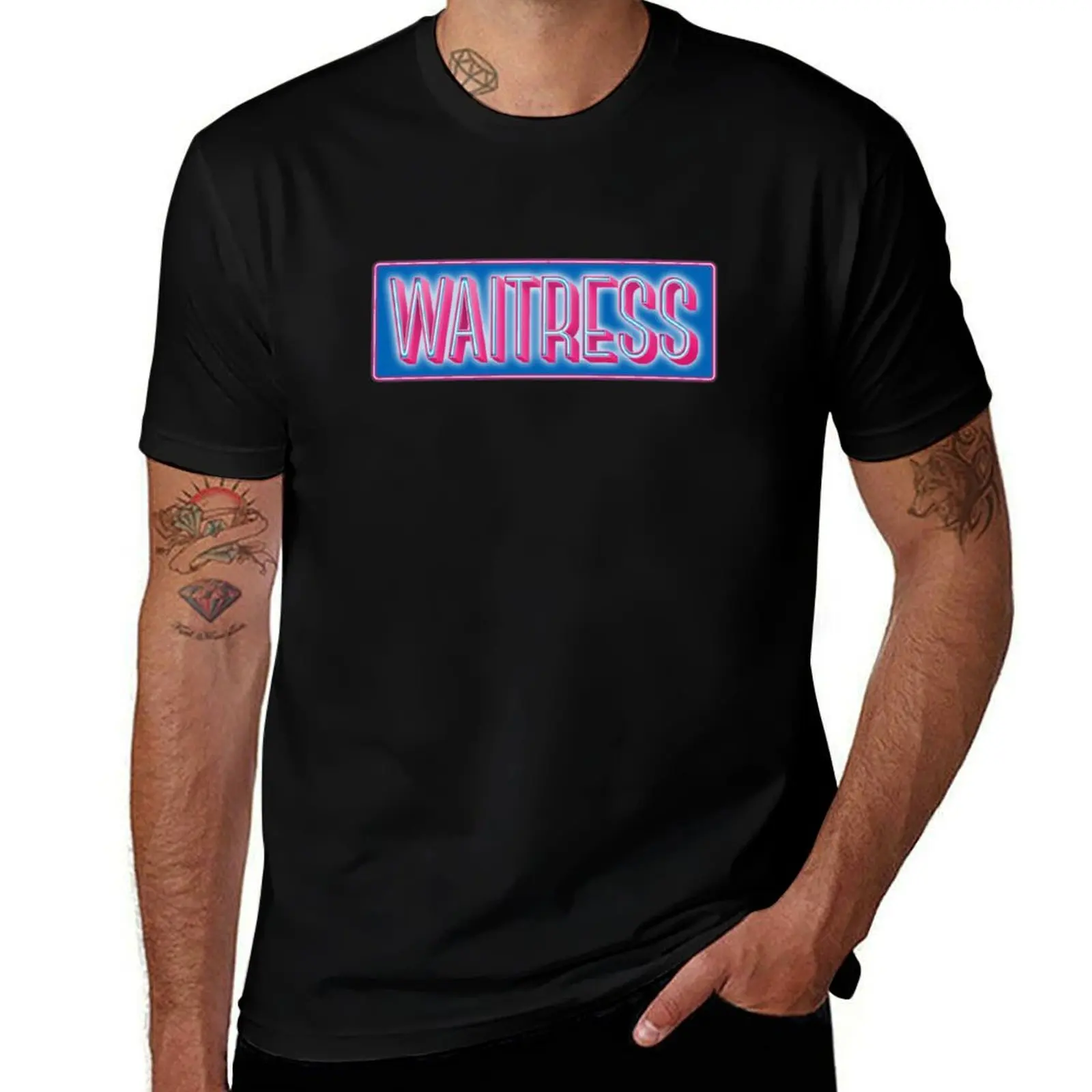 Waitress the Musical UK neon sign logo - Broadway, West End T-Shirt Basic Solid Color Casual Tee Shirt T-Shirt