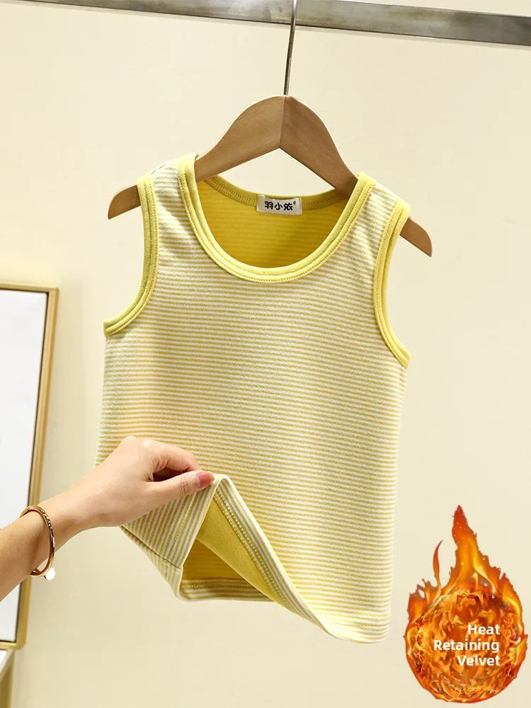 Fleece Lined round Neck Vest Unisex Children's Inner Wear Warm Sleeveless Top for Boys And Girls Suitable for Winter
