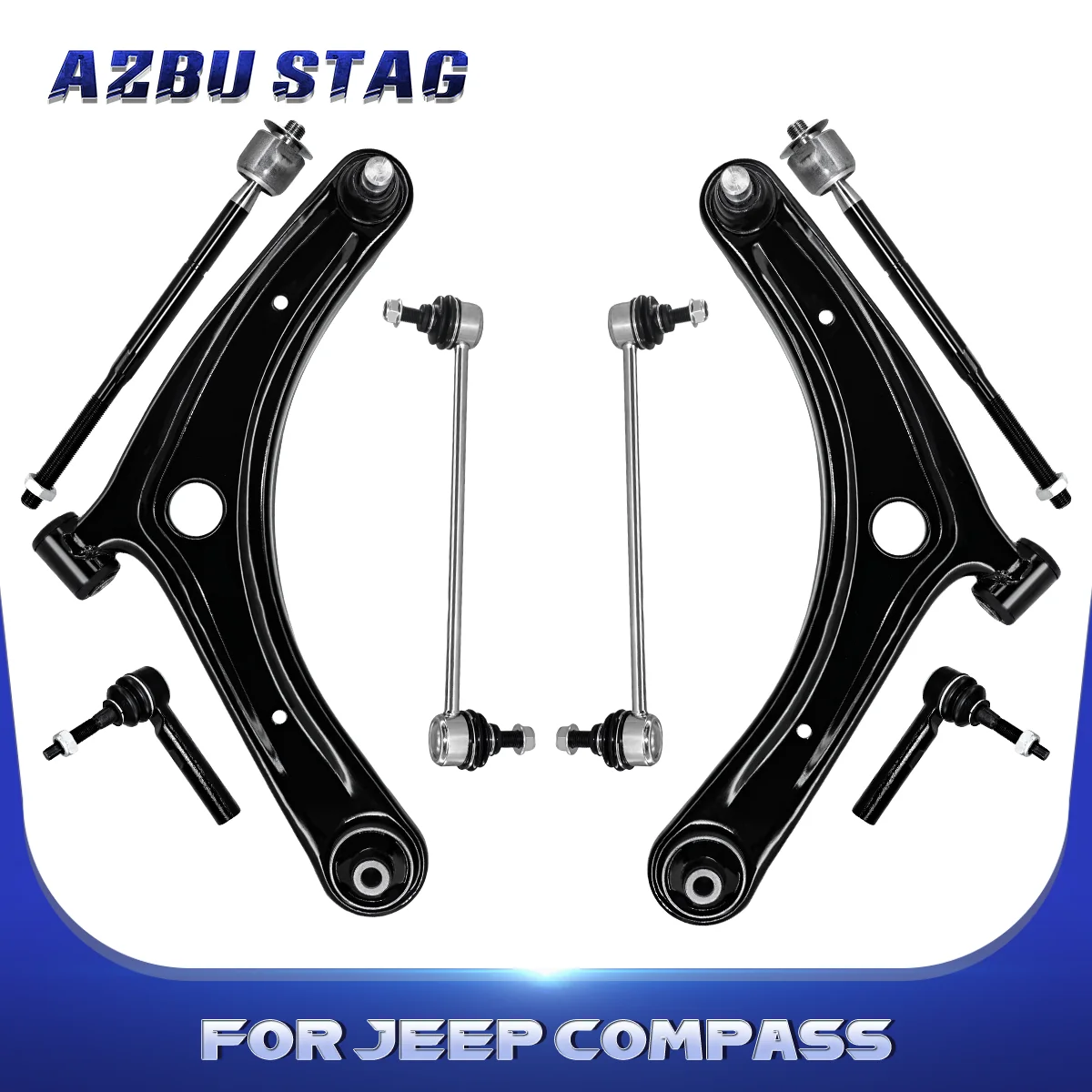 AzbuStag 8Pcs Front Lower Lh Rh Control Arm Tie Rod for JEEP COMPASS PATRIOT DODGE CALIBER 2007 2008 2009 2010 2011 2012-2017