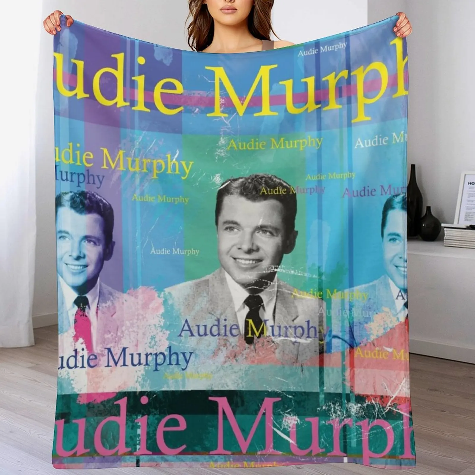 

aesthetic, portrait, American actor western hero Audie Murphy Throw Blanket anime Single Blankets