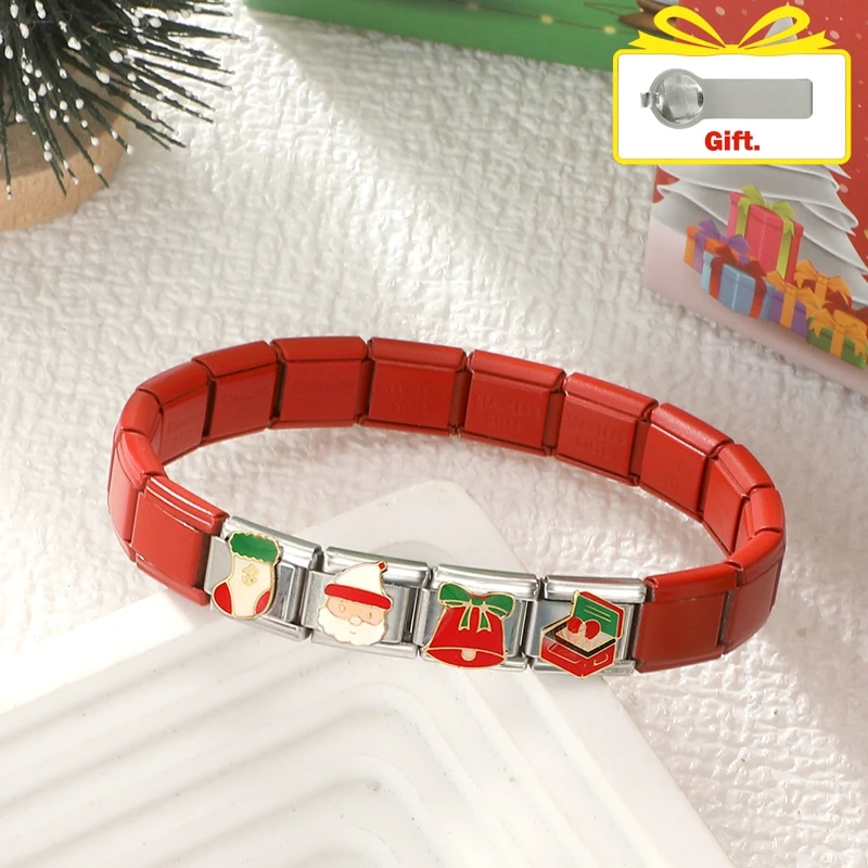Y2K Christmas Italian Charm Bracelets DIY Basic Chain Fit 9mm Stainless Steel Bangle Versatile Assembled Modules Gift Wholesale