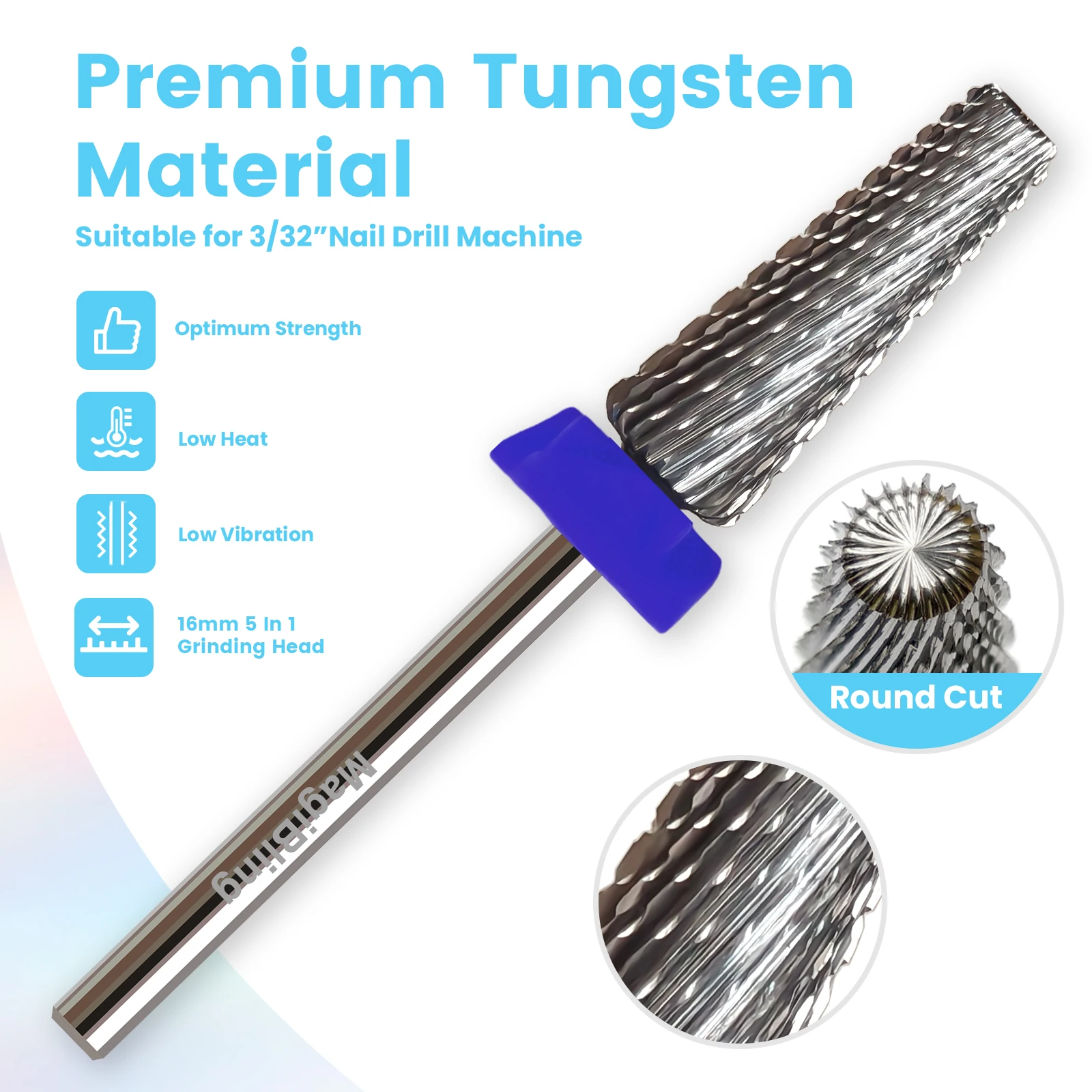 Lange Kreuz Cut 5 In 1 Hartmetall Nagel Bohrer Bits Zwei Möglichkeiten Links Rechts Rotation Cutter Maniküre Polieren Werkzeuge 3/32" – Detail 6