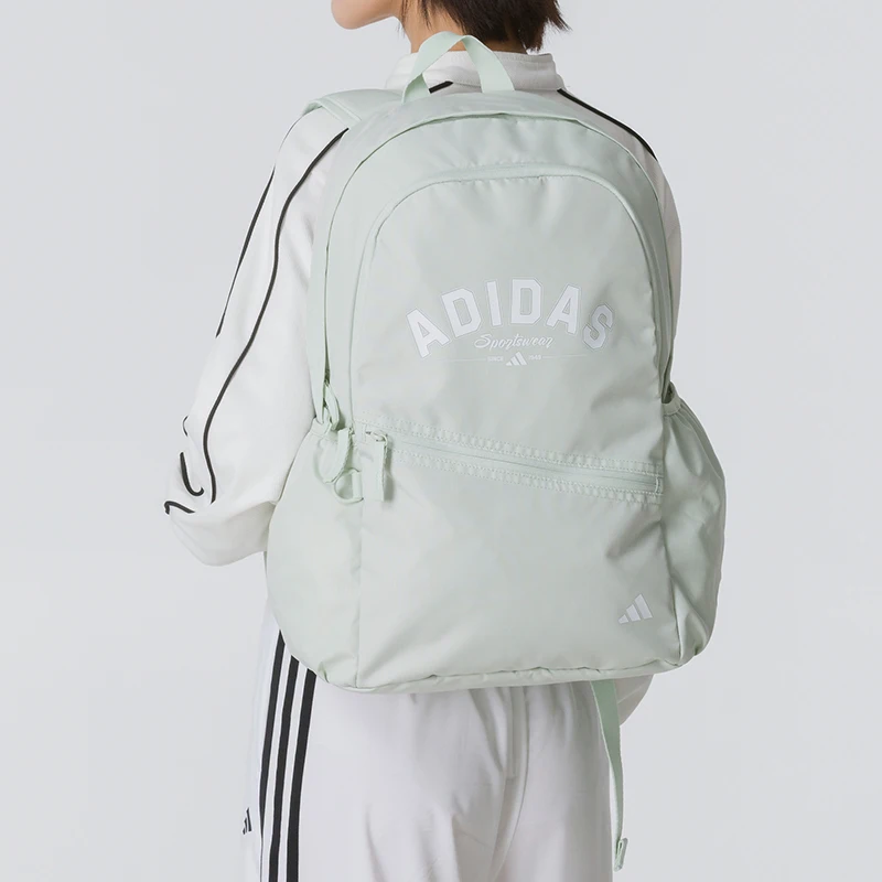 Adidas New Lightweight Sports Casual Unisex Energetic Fresh Fabric Backpack Unisex Couple Style Cyan Kz0016