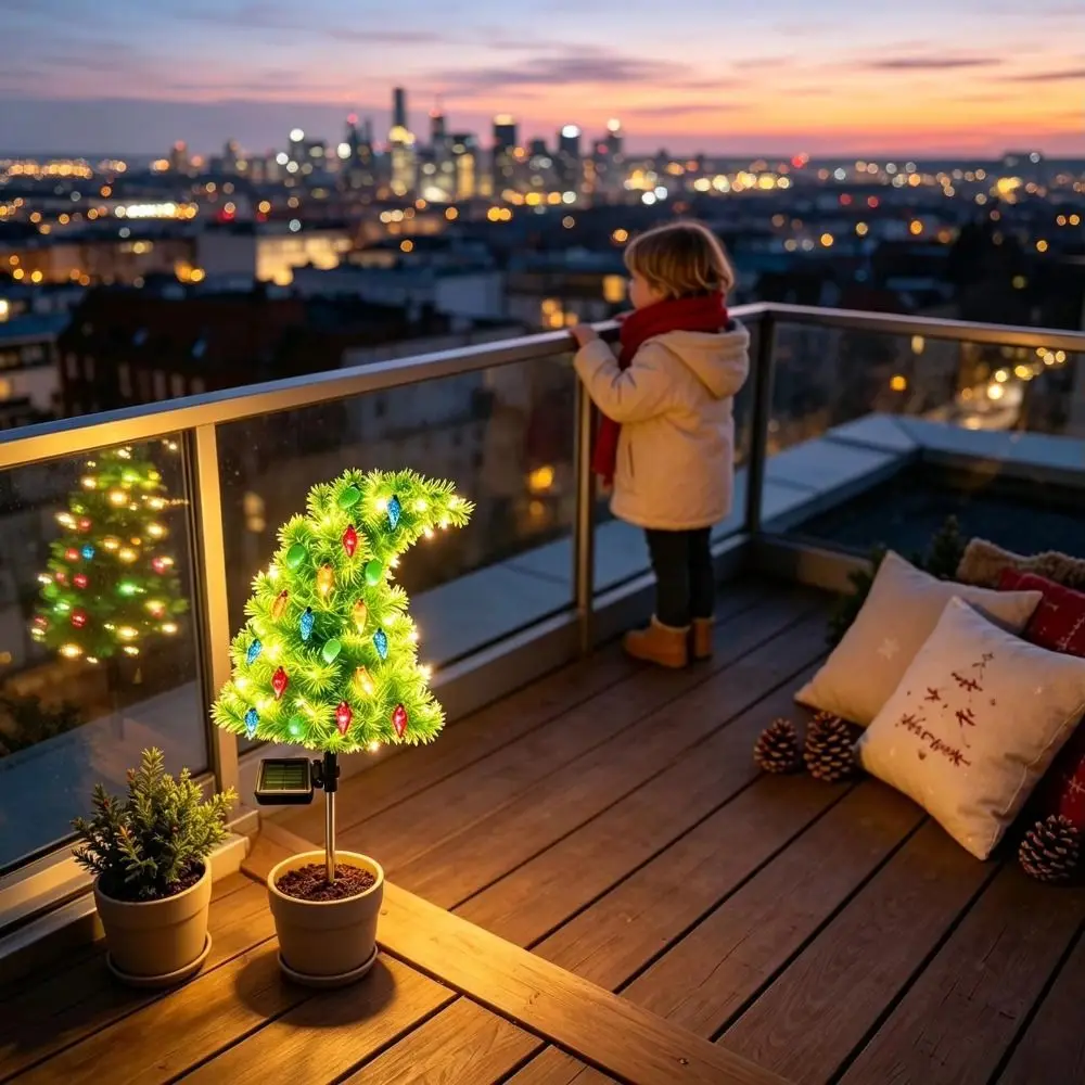 Weatherproof Solar Christmas Tree With Ground Stakes Waterproof Solar Pathway Lights Funny Shape Solar Powered Night Lamp Garden