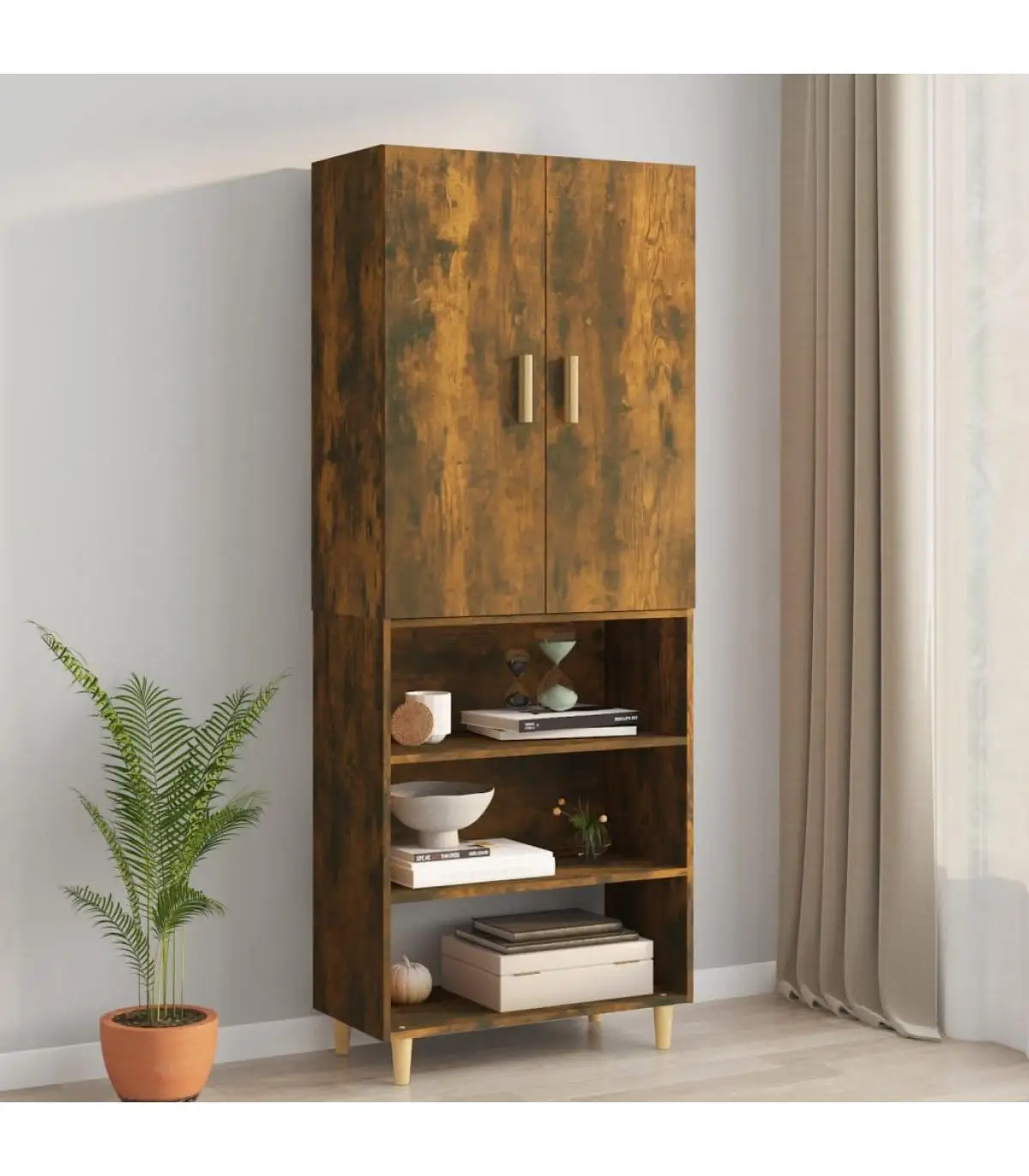 69,5x34x180 cm smoky oak plywood high sideboards