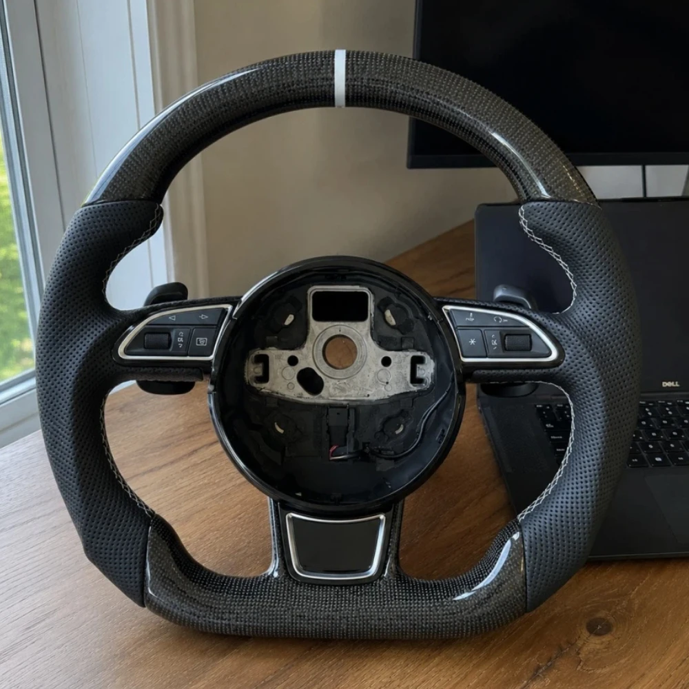 Custom For Audi A3 8P 8V 8Y A4 C6 A5 A6 A7 A8 TT TTRS RS3 RS4 RS5 RS6 RS7 S3 S4 S5 S6 S7 Q3 Q5 Q6 Q7 Carbon Fiber Steering Wheel
