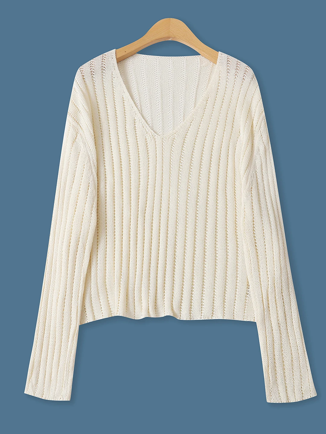 

Faionable Hollow out Long Sve Heart Ne Me Cover up Women's Autumn New Sle Versatile Ele Empire Wave Pattern Sw...