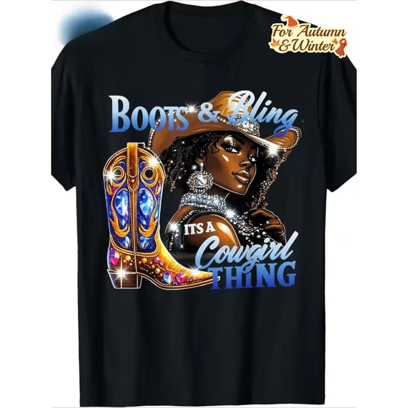 Mens Vintage Cowgirl Graphic T Shirt Black Cotton Retro Tee With Boots Bling Design Short Sleeve Casual Shirt For Durable Regular Fit Round Neck Top For Spring Summer Fall Winter Seasonal Versatile Wear Cowboy Boot Design Nontransparent Material Everyday
