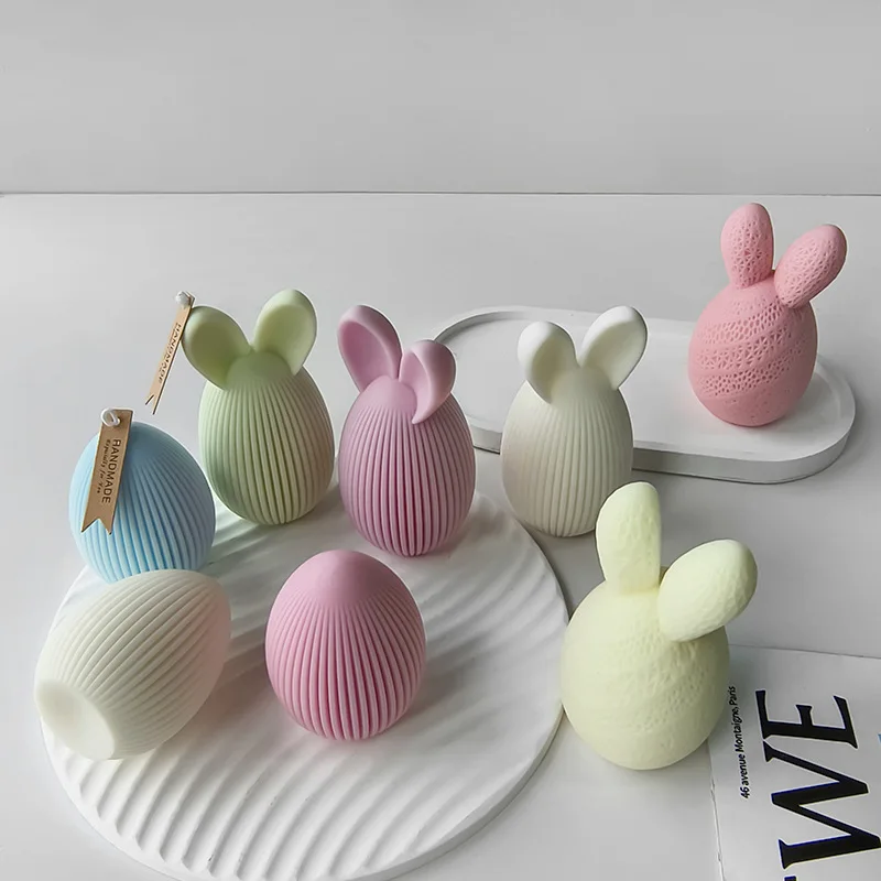 3D Easter Egg Silicone Mold Bunny Egg Shape Candle Plaster Ornament Mold Decoration Candle Making Supplies